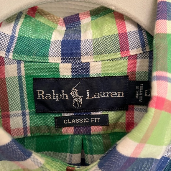 Men’s Ralph Lauren Plaid Short Sleeve Button Down Shirt Size L - Picture 3 of 3
